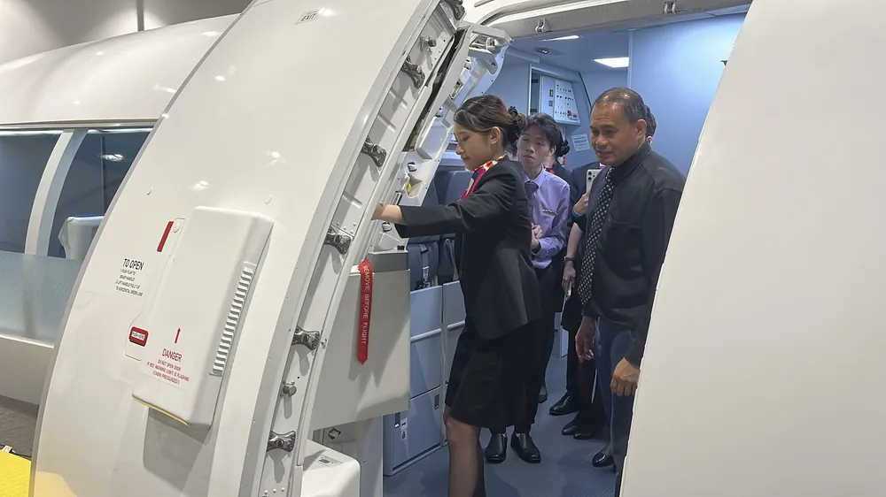 Students boarding an aircraft during an academy visit