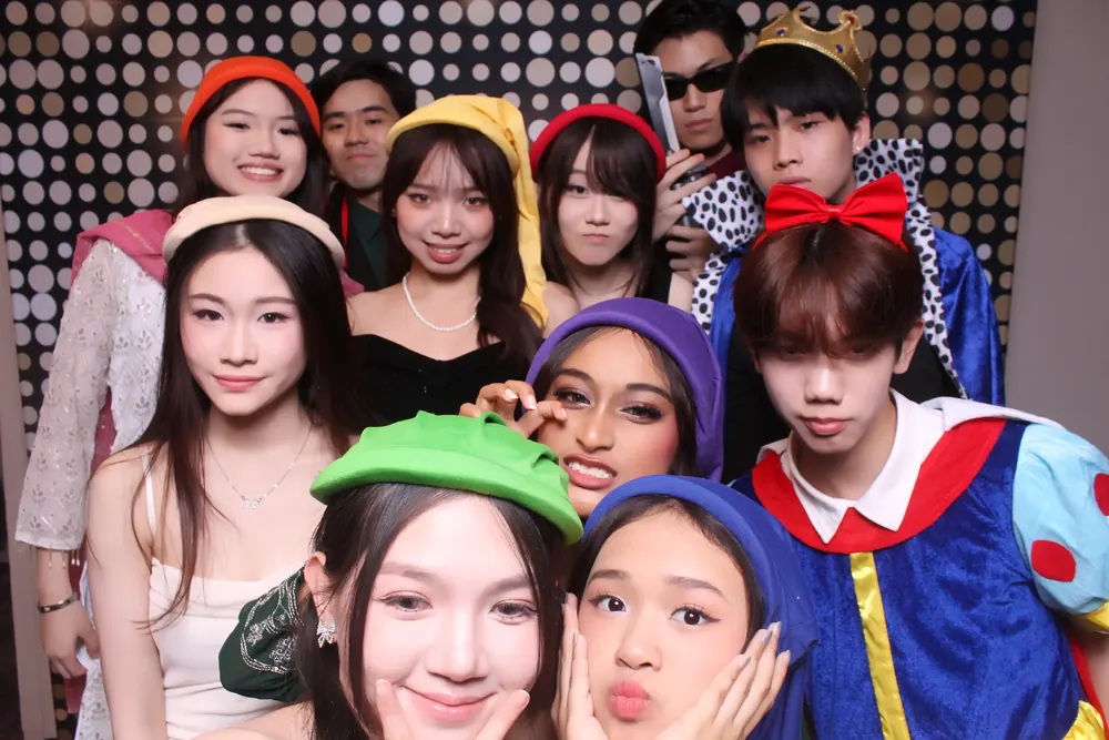 IETA students in uniform during a photobooth session
