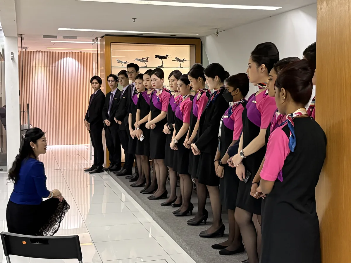 IETA students lined up in uniform for an interview assessment briefing