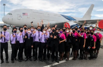 Students during aviation study exchange