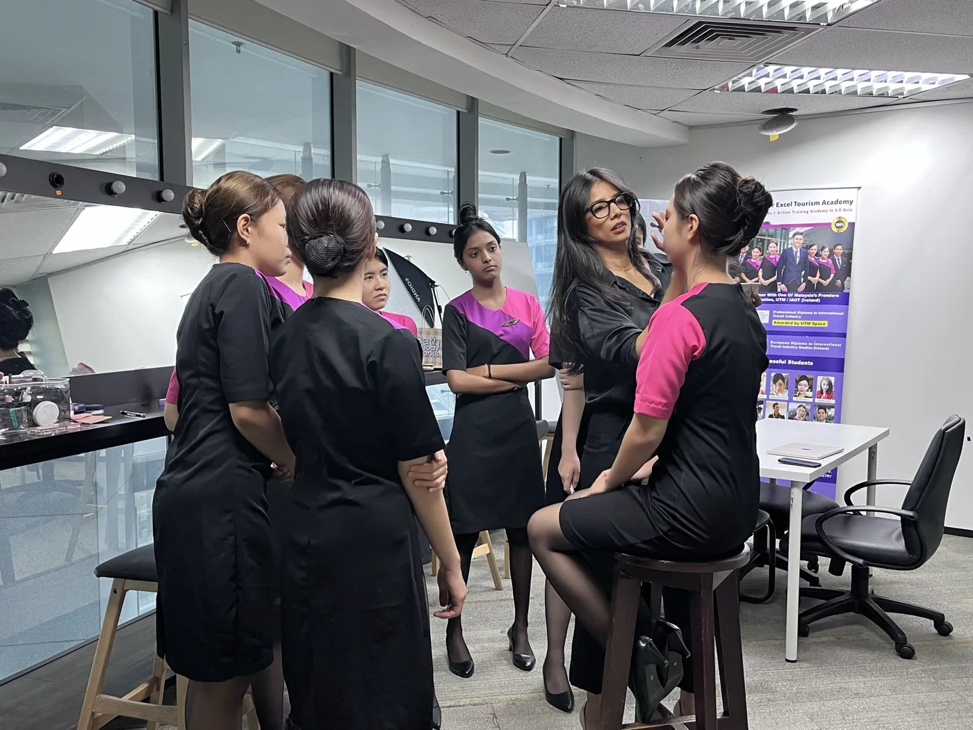 IETA students during cabin crew training at the academy